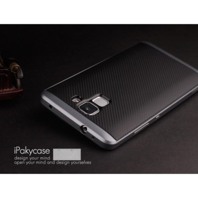 Honor 7 „IPAKY“ kieto silikono TPU juodas (pilkais apvadais) dėklas - nugarėlė / Priedai.lt