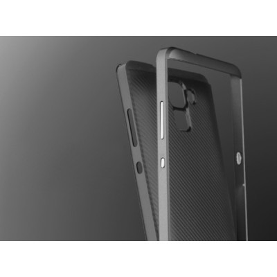 Honor 7 „IPAKY“ kieto silikono TPU juodas (pilkais apvadais) dėklas - nugarėlė / Priedai.lt