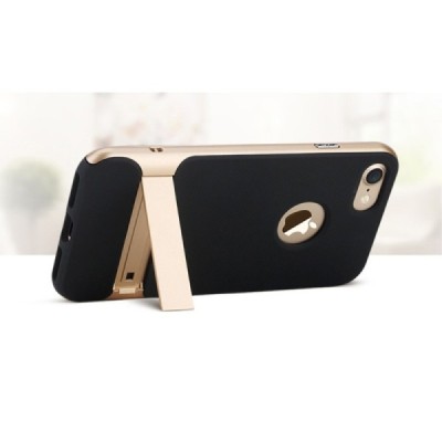 „Rock“ Royce Kickstand pastiprinātas aizsardzības melns apmales zeltā krāsā Apple iPhone 7 (iPhone 8) apvalks / Vacins.lv
