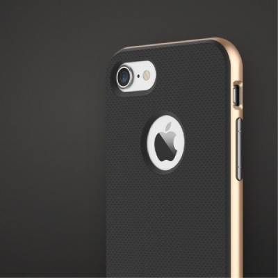 „Rock“ Royce Kickstand pastiprinātas aizsardzības melns apmales zeltā krāsā Apple iPhone 7 (iPhone 8) apvalks / Vacins.lv