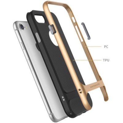 „Rock“ Royce pastiprinātas aizsardzības melns apmales zeltā krāsā Apple iPhone 7 Plus (iPhone 8 Plus) apvalks / Vacins.lv