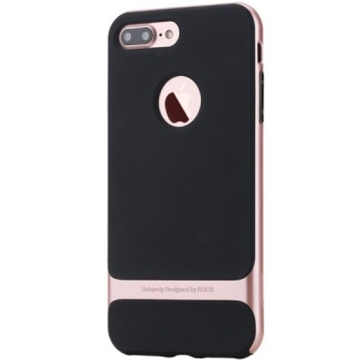 „Rock“ Royce sustiprintos apsaugos Apple iPhone 7 Plus (iPhone 8 Plus) juodas rožinės spalvos apvadais kieto silikono (TPU) ir p