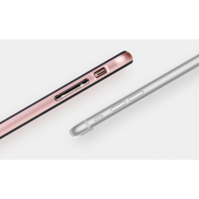 „Rock“ Royce sustiprintos apsaugos Apple iPhone 7 Plus (iPhone 8 Plus) juodas rožinės spalvos apvadais kieto silikono (TPU) ir p