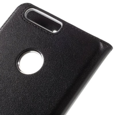 Huawei Honor 8 juodas odinis atverčiamas „View Window“ dėklas su langeliu / Priedai.lt
