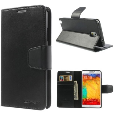 Mercury Sonata atverčiamas Samsung Galaxy Note 3 (N900) juodas odinis dėklas - piniginė / Priedai.lt