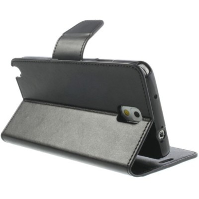 Samsung Galaxy Note 3 (N900) Mercury Sonata atvērams melns ādas futrālis - maciņš / Vacins.lv