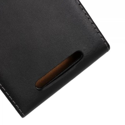 Nokia Lumia 830 klasisks ādas vertikāli atvēramais melns futrālis / Vacins.lv