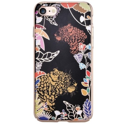 Apple iPhone 7 (iPhone 8) „Devia“ Tiger juodas elegantiškas plastikinis dėklas auksiniais apvadais / Priedai.lt