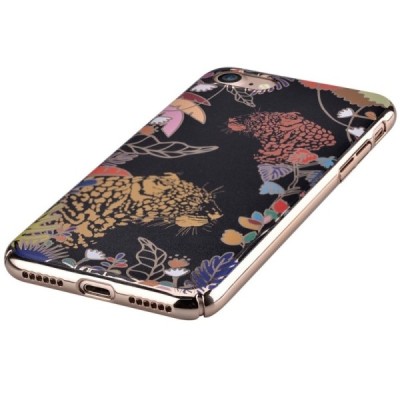 Apple iPhone 7 (iPhone 8) „Devia“ Tiger juodas elegantiškas plastikinis dėklas auksiniais apvadais / Priedai.lt