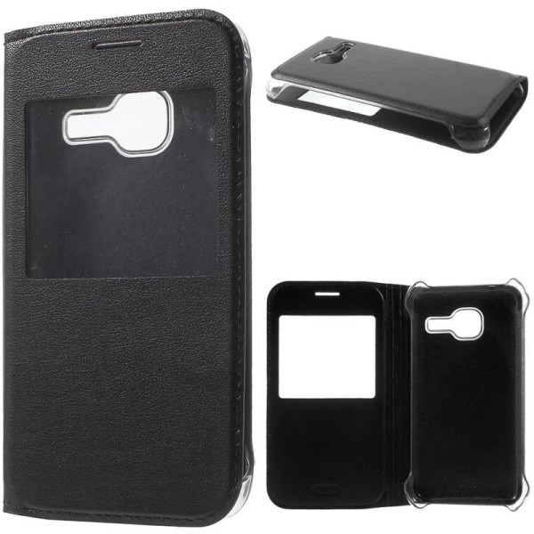 „Smart Window“ atverčiamas dėklas - juodas (Galaxy J1 mini)