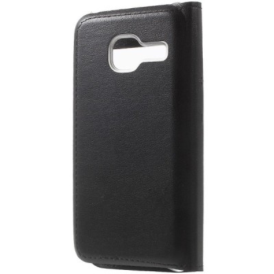 Samsung Galaxy J1 mini (J105) juodas odinis atverčiamas „Smart Window“ dėklas su langeliu / Priedai.lt