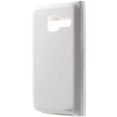 Samsung Galaxy J1 mini (J105) balts atvēramais Smart Window ādas maciņš / Vacins.lv