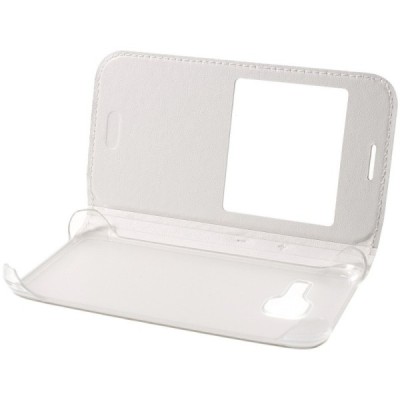 Samsung Galaxy J1 mini (J105) balts atvēramais Smart Window ādas maciņš / Vacins.lv