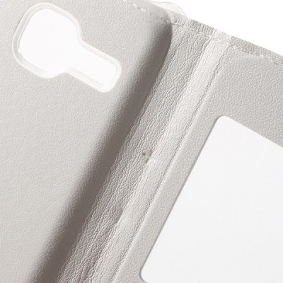 Samsung Galaxy J1 mini (J105) balts atvēramais Smart Window ādas maciņš / Vacins.lv