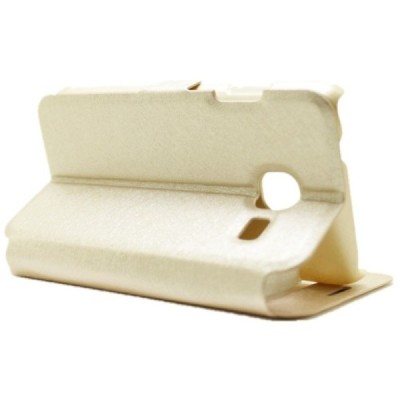 Samsung Galaxy J1 mini (J105) zelta atvēramais Smart Window ādas maciņš / Vacins.lv