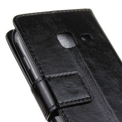 Samsung Galaxy J1 mini (J105) atvēramais ādas melns maciņš (maks) / Vacins.lv