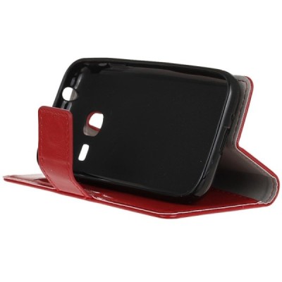 Samsung Galaxy J1 mini (J105) atvēramais ādas sarkans maciņš (maks) / Vacins.lv