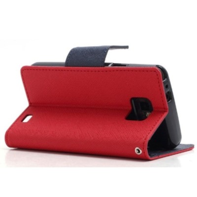 „Mercury“ Samsung Galaxy S2 raudonas odinis atverčiamas dėklas - piniginė / Priedai.lt