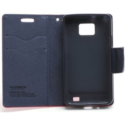 „Mercury“ Samsung Galaxy S2 raudonas odinis atverčiamas dėklas - piniginė / Priedai.lt