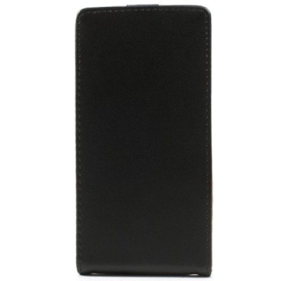 Sony Xperia Z1 (Honami L39h) vertikaliai (žemyn) atverčiamas juodas odinis dėklas / Priedai.lt