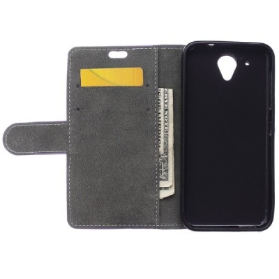 HTC Desire 520 atvēramais ādas melns maciņš (maks) / Vacins.lv