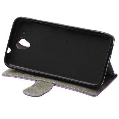 HTC Desire 520 atvēramais ādas melns maciņš (maks) / Vacins.lv