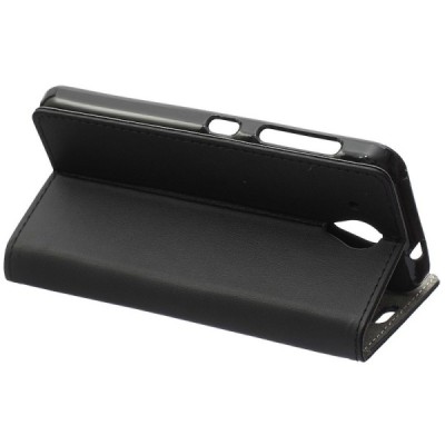 HTC Desire 520 atvēramais ādas melns maciņš (maks) / Vacins.lv