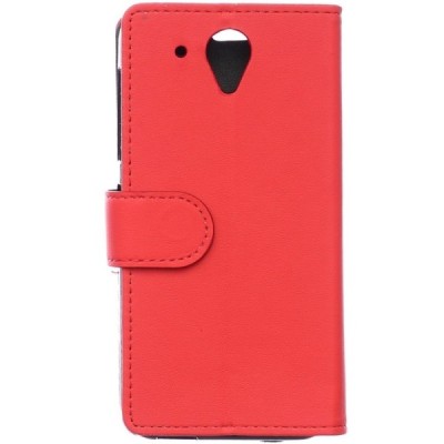 HTC Desire 520 atvēramais ādas sarkans maciņš (maks) / Vacins.lv