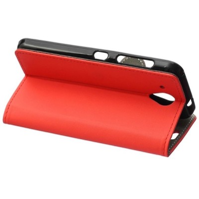 HTC Desire 520 atvēramais ādas sarkans maciņš (maks) / Vacins.lv