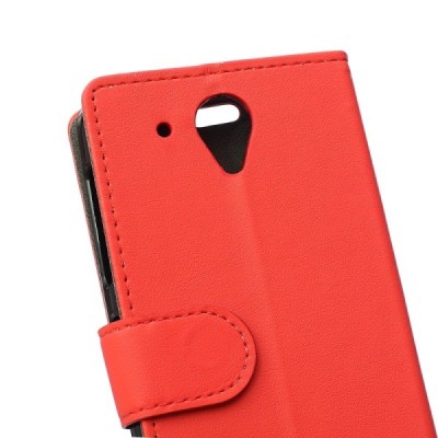 HTC Desire 520 atvēramais ādas sarkans maciņš (maks) / Vacins.lv