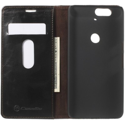 Huawei Nexus 6P „CaseMe“ solidus atverčiamas juodas odinis dėklas - knygutė / Priedai.lt
