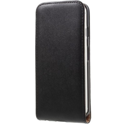Apple iPhone 7 (iPhone 8) vertikaliai atverčiamas juodas odinis dėklas - piniginė / Priedai.lt