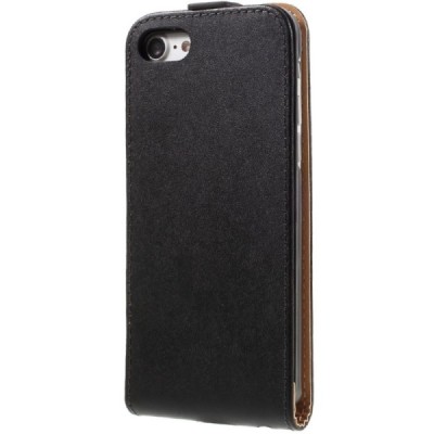 Apple iPhone 7 (iPhone 8) vertikaliai atverčiamas juodas odinis dėklas - piniginė / Priedai.lt