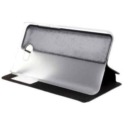 Huawei Y5 II (Huawei Y5 2) juodas odinis atverčiamas „Smart Window“ dėklas su langeliu / Priedai.lt