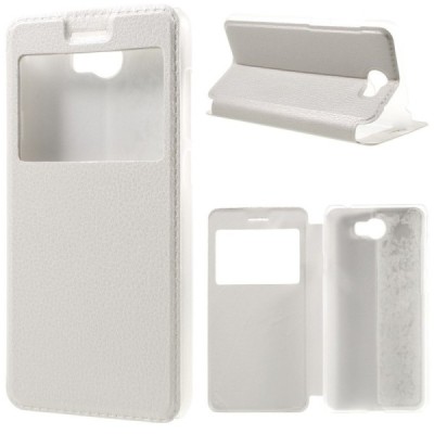 Huawei Y5 II (Huawei Y5 2) balts atvēramais „Smart Window“ ādas maciņš / Vacins.lv