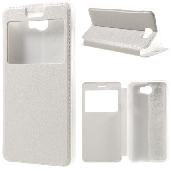 „Smart Window“ atvēramais ādas maciņš - balts (Y5 II)