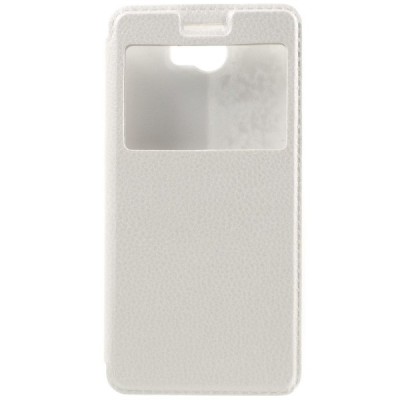 Huawei Y5 II (Huawei Y5 2) balts atvēramais „Smart Window“ ādas maciņš / Vacins.lv