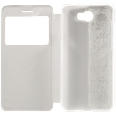 Huawei Y5 II (Huawei Y5 2) balts atvēramais „Smart Window“ ādas maciņš / Vacins.lv