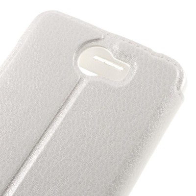 Huawei Y5 II (Huawei Y5 2) balts atvēramais „Smart Window“ ādas maciņš / Vacins.lv