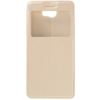 Huawei Y5 II (Huawei Y5 2) zelta atvēramais „Smart Window“ ādas maciņš / Vacins.lv