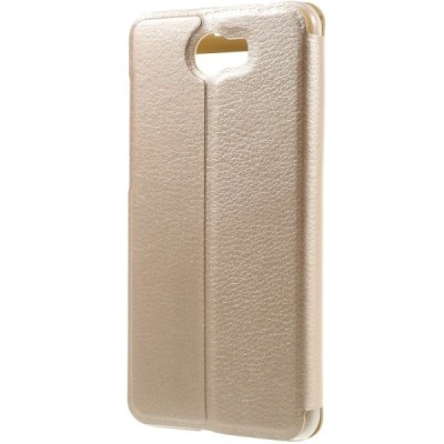 Huawei Y5 II (Huawei Y5 2) zelta atvēramais „Smart Window“ ādas maciņš / Vacins.lv