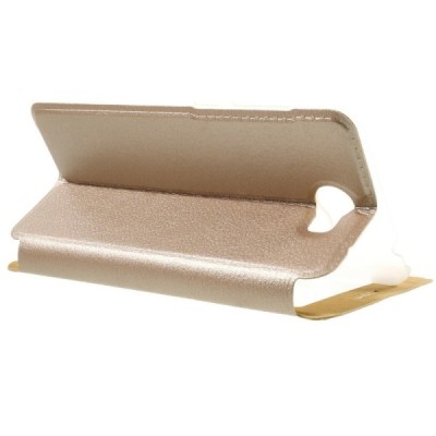 Huawei Y5 II (Huawei Y5 2) zelta atvēramais „Smart Window“ ādas maciņš / Vacins.lv