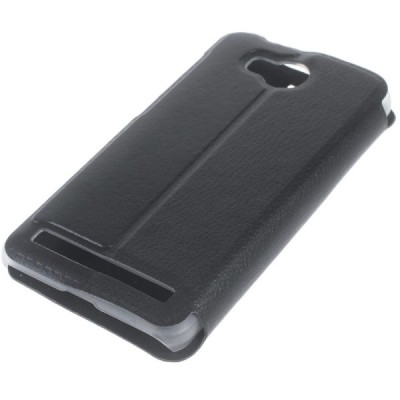 Huawei Y3 II (Huawei Y3 2) juodas odinis atverčiamas „Smart Window“ dėklas su langeliu / Priedai.lt