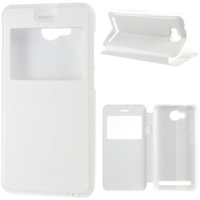 Huawei Y3 II (Huawei Y3 2) balts atvēramais „Smart Window“ ādas maciņš / Vacins.lv