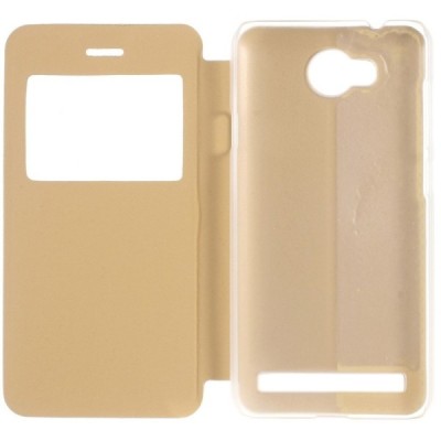 Huawei Y3 II (Huawei Y3 2) zelta atvēramais „Smart Window“ ādas maciņš / Vacins.lv