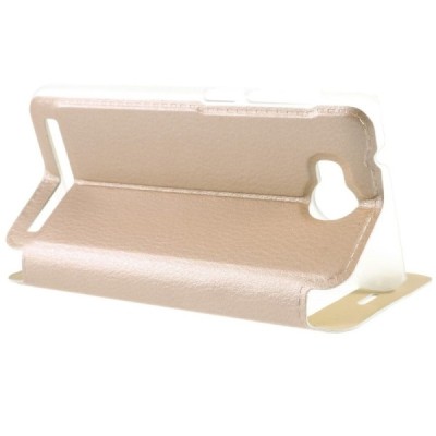 Huawei Y3 II (Huawei Y3 2) zelta atvēramais „Smart Window“ ādas maciņš / Vacins.lv