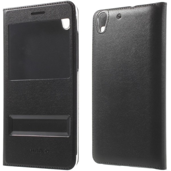 „Smart Window“ atverčiamas odinis dėklas - juodas (Y6 II)