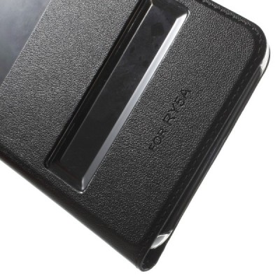 Huawei Y6 II (Huawei Y6 2) juodas odinis atverčiamas „Smart Window“ dėklas su langeliu / Priedai.lt