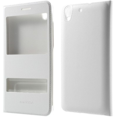 Huawei Y6 II (Huawei Y6 2) balts atvēramais „Smart Window“ ādas maciņš / Vacins.lv