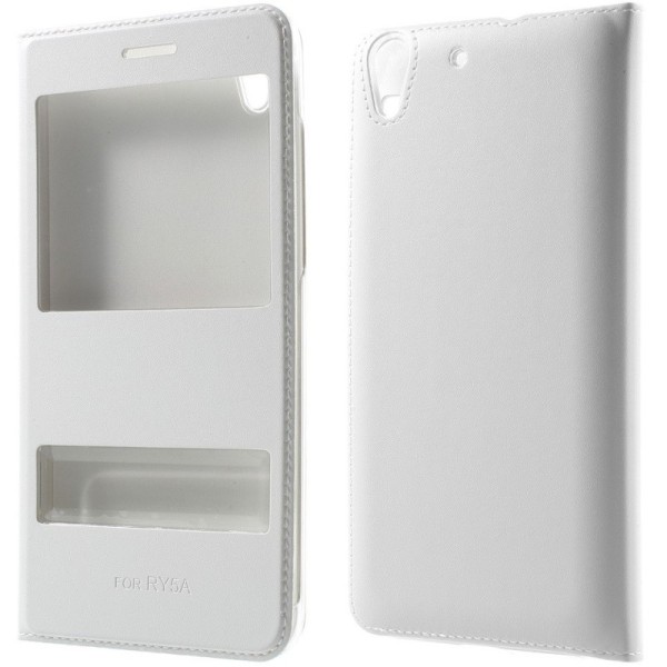 „Smart Window“ atverčiamas odinis dėklas - baltas (Y6 II)